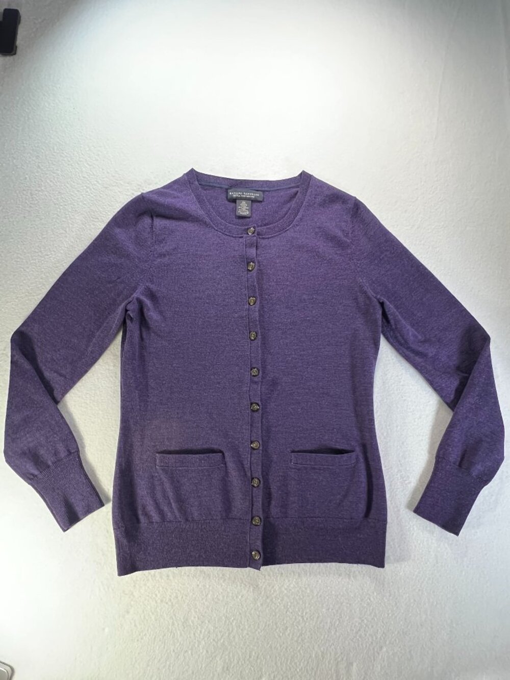 Banana Republic Women’s XS Purple Merino Wool Lightweight Button-Front Cardigan